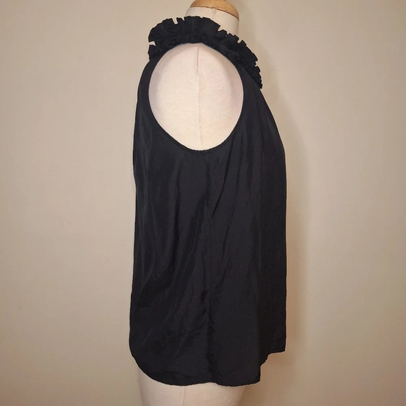 Y2K J. Crew silk ruffle collar deco button front sleeveless blouse SZ XS - Picture 4 of 9